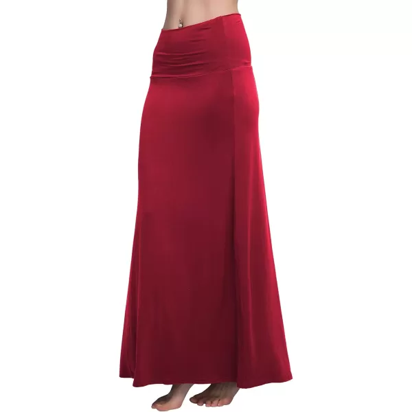 Urban CoCo Womens Casual Ruched Stretchy High Waist ALine Skirt Pleated Flared Midi SkirtWine Red