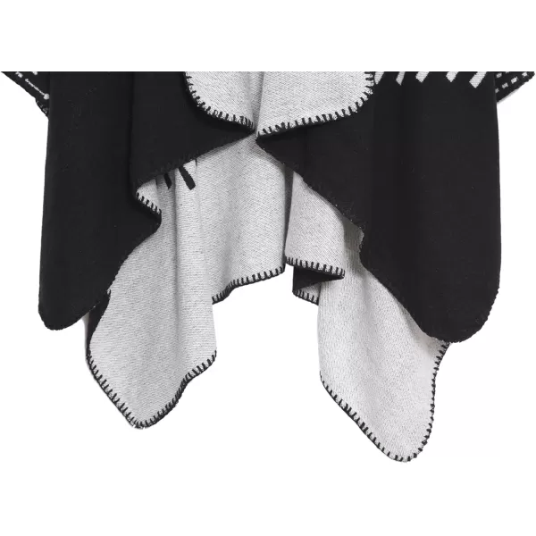 Urban CoCo Womens Color Block Shawl Wrap Open Front Poncho CapeSeries 16black