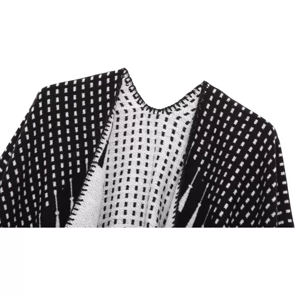 Urban CoCo Womens Color Block Shawl Wrap Open Front Poncho CapeSeries 16black