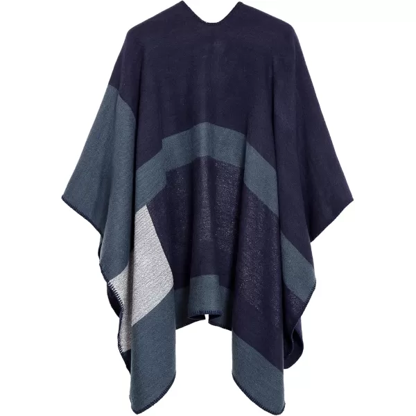 Urban CoCo Womens Color Block Shawl Wrap Open Front Poncho CapeSeries 17navy Blue