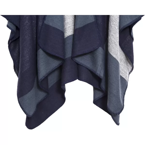 Urban CoCo Womens Color Block Shawl Wrap Open Front Poncho CapeSeries 17navy Blue