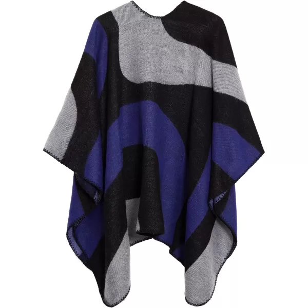 Urban CoCo Womens Color Block Shawl Wrap Open Front Poncho CapeSeries 19royal Blue