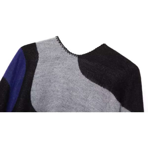Urban CoCo Womens Color Block Shawl Wrap Open Front Poncho CapeSeries 19royal Blue