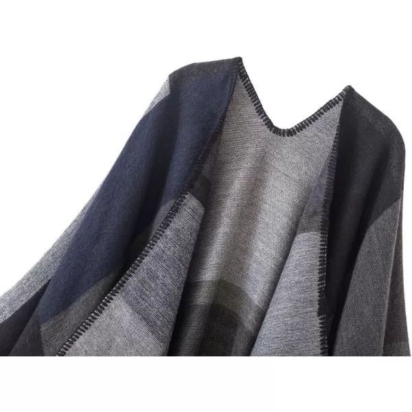 Urban CoCo Womens Color Block Shawl Wrap Open Front Poncho CapeSeries 1black