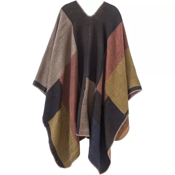 Urban CoCo Womens Color Block Shawl Wrap Open Front Poncho CapeSeries 1khaki