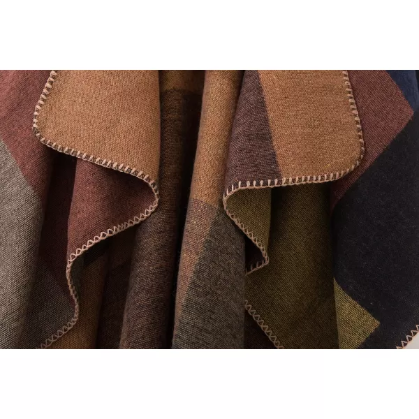 Urban CoCo Womens Color Block Shawl Wrap Open Front Poncho CapeSeries 1khaki