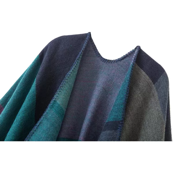 Urban CoCo Womens Color Block Shawl Wrap Open Front Poncho CapeSeries 1purple