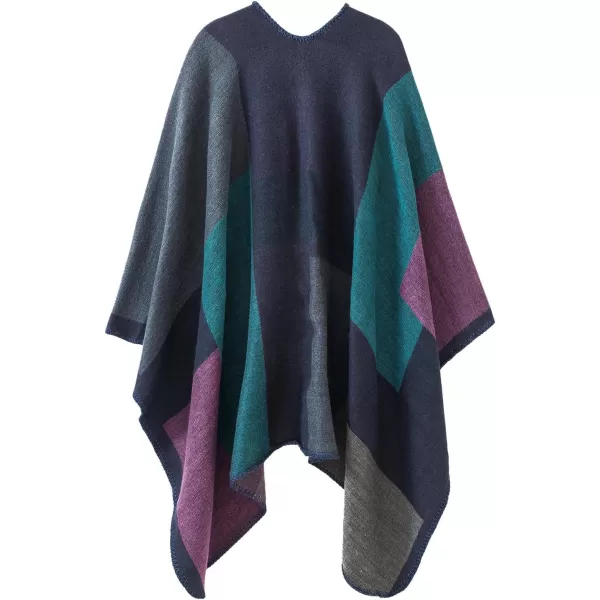 Urban CoCo Womens Color Block Shawl Wrap Open Front Poncho CapeSeries 1purple