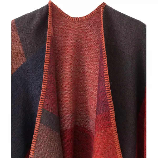 Urban CoCo Womens Color Block Shawl Wrap Open Front Poncho CapeSeries 1red