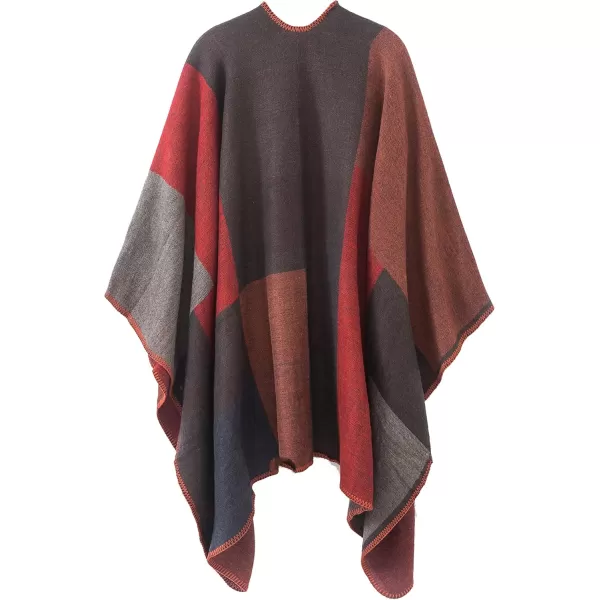Urban CoCo Womens Color Block Shawl Wrap Open Front Poncho CapeSeries 1red