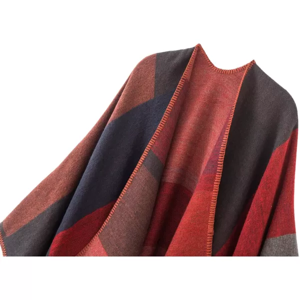 Urban CoCo Womens Color Block Shawl Wrap Open Front Poncho CapeSeries 1red