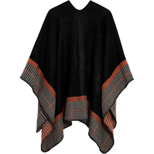 Urban CoCo Womens Color Block Shawl Wrap Open Front Poncho CapeSeries 20black