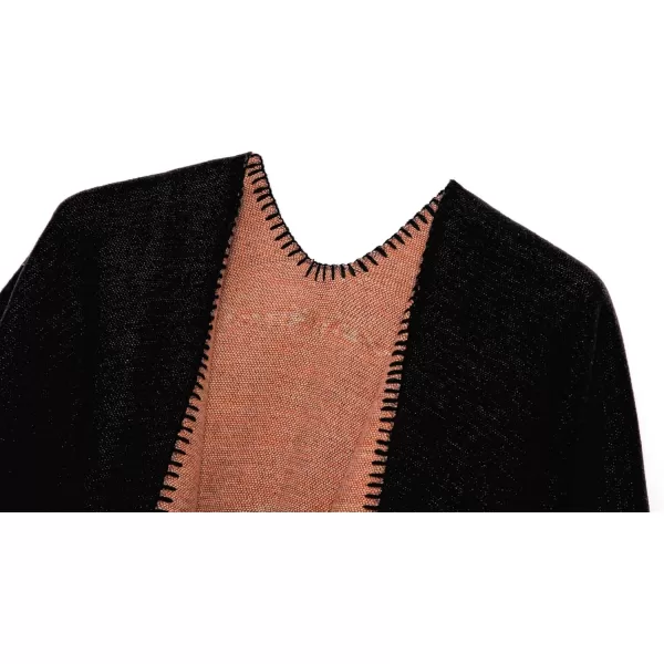 Urban CoCo Womens Color Block Shawl Wrap Open Front Poncho CapeSeries 20black