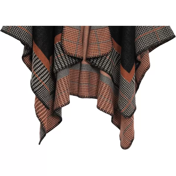 Urban CoCo Womens Color Block Shawl Wrap Open Front Poncho CapeSeries 20black