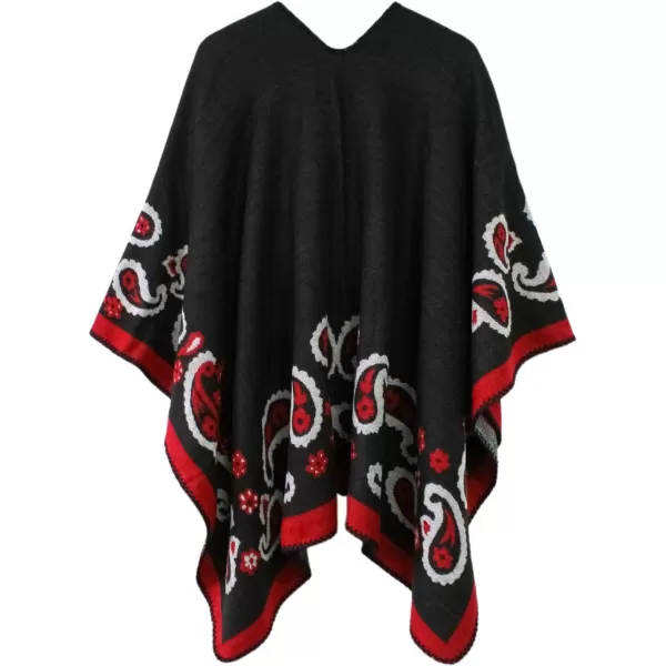 Urban CoCo Womens Color Block Shawl Wrap Open Front Poncho CapeSeries 21black