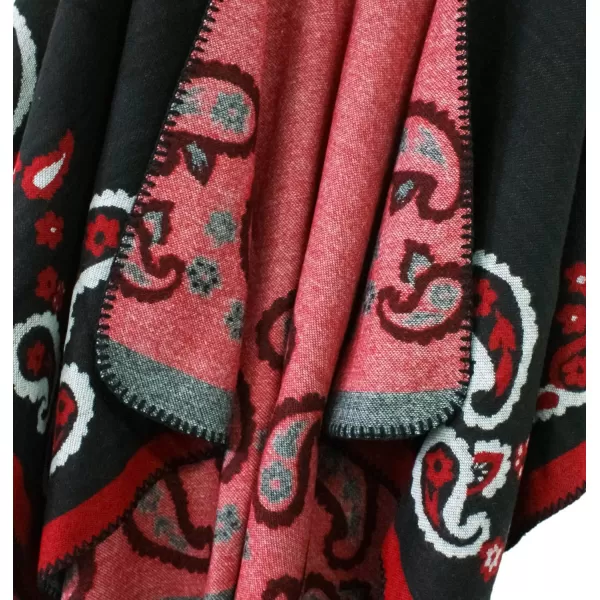 Urban CoCo Womens Color Block Shawl Wrap Open Front Poncho CapeSeries 21black
