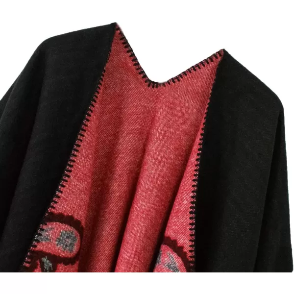 Urban CoCo Womens Color Block Shawl Wrap Open Front Poncho CapeSeries 21black