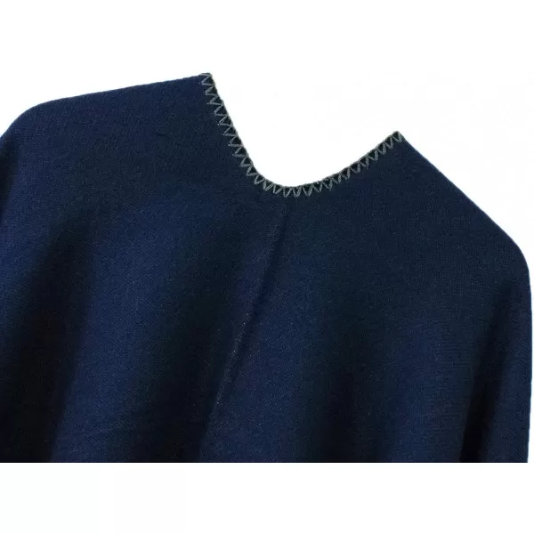 Urban CoCo Womens Color Block Shawl Wrap Open Front Poncho CapeSeries 21navy Blue