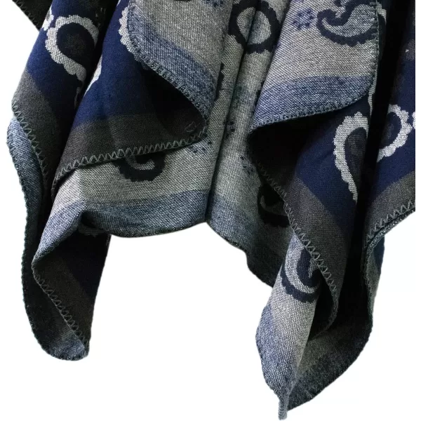 Urban CoCo Womens Color Block Shawl Wrap Open Front Poncho CapeSeries 21navy Blue