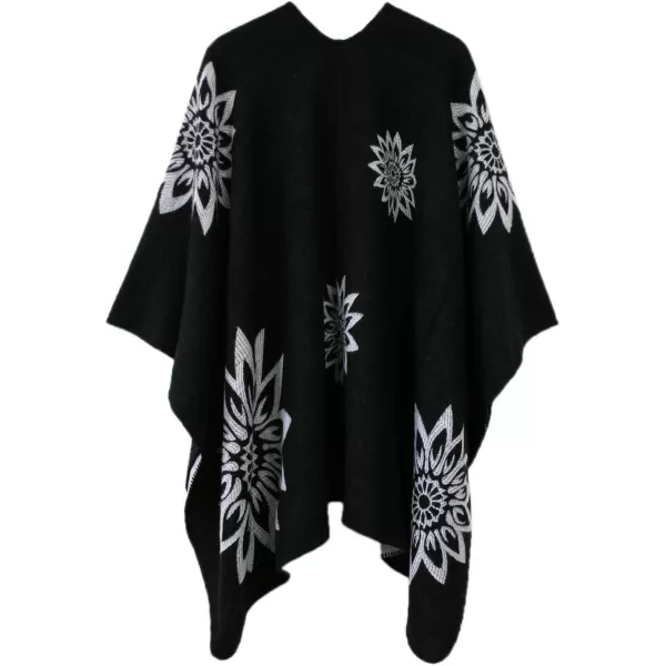Urban CoCo Womens Color Block Shawl Wrap Open Front Poncho CapeSeries 22black
