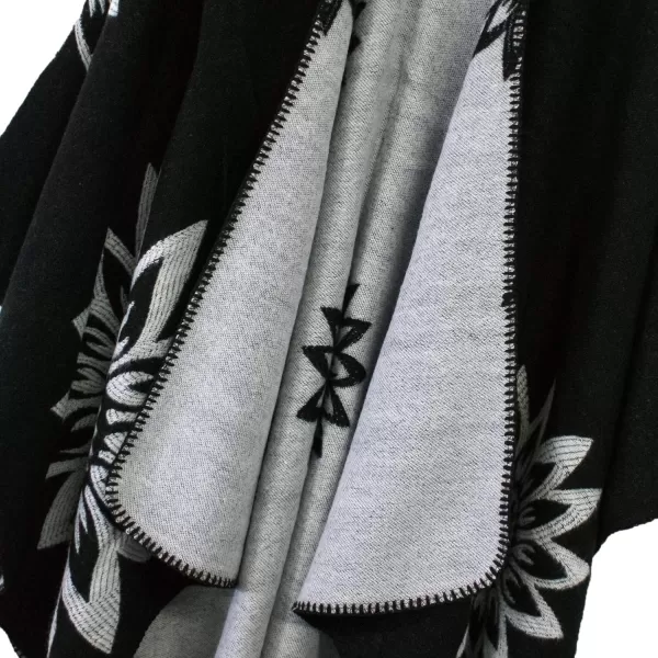 Urban CoCo Womens Color Block Shawl Wrap Open Front Poncho CapeSeries 22black