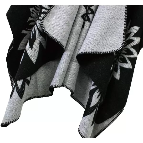 Urban CoCo Womens Color Block Shawl Wrap Open Front Poncho CapeSeries 22black