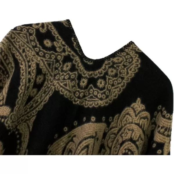 Urban CoCo Womens Color Block Shawl Wrap Open Front Poncho CapeSeries 23black