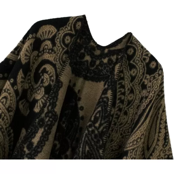 Urban CoCo Womens Color Block Shawl Wrap Open Front Poncho CapeSeries 23black