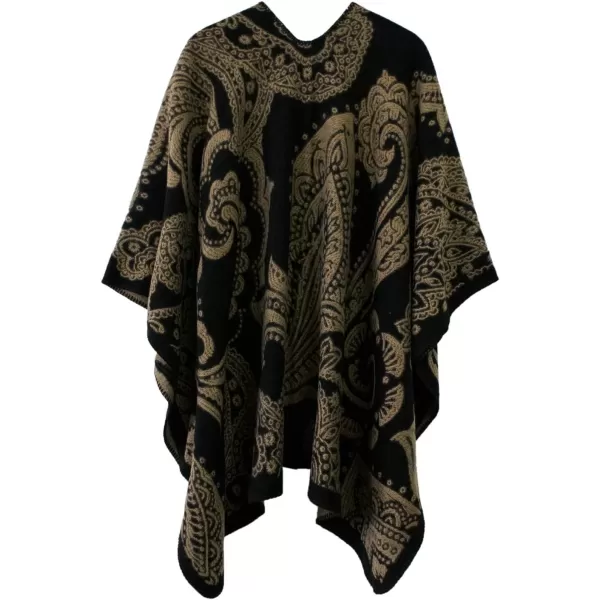 Urban CoCo Womens Color Block Shawl Wrap Open Front Poncho CapeSeries 23black