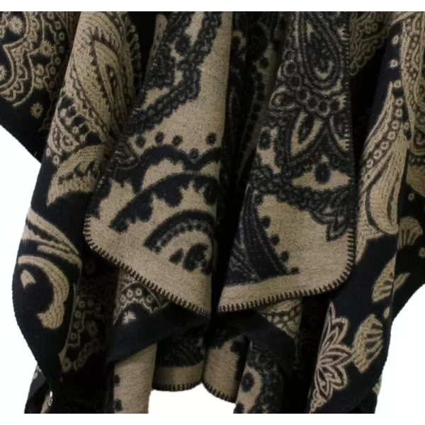 Urban CoCo Womens Color Block Shawl Wrap Open Front Poncho CapeSeries 23black
