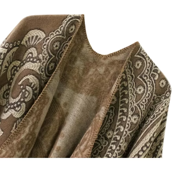 Urban CoCo Womens Color Block Shawl Wrap Open Front Poncho CapeSeries 23camel