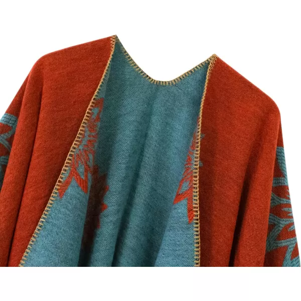 Urban CoCo Womens Color Block Shawl Wrap Open Front Poncho CapeSeries 24orange