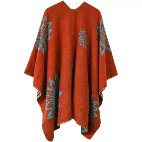 Urban CoCo Womens Color Block Shawl Wrap Open Front Poncho CapeSeries 24orange