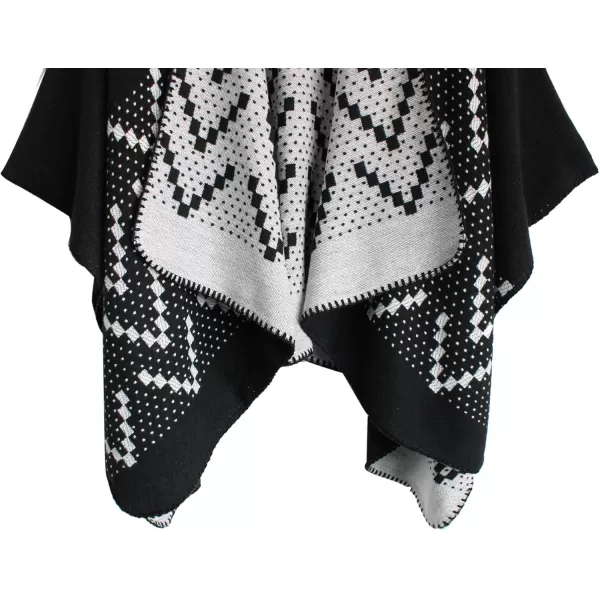 Urban CoCo Womens Color Block Shawl Wrap Open Front Poncho CapeSeries 26black