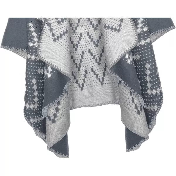 Urban CoCo Womens Color Block Shawl Wrap Open Front Poncho CapeSeries 26grey