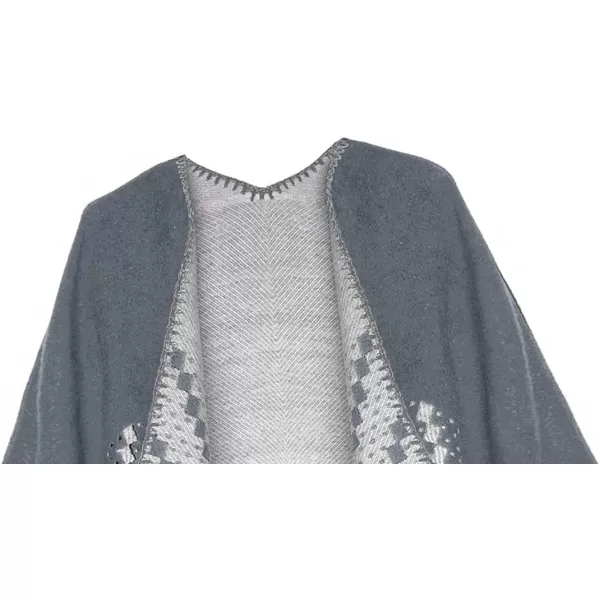 Urban CoCo Womens Color Block Shawl Wrap Open Front Poncho CapeSeries 26grey