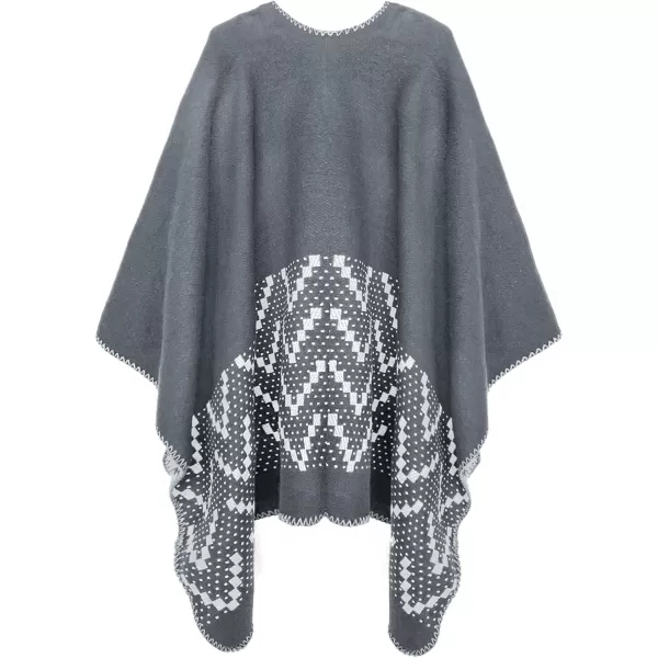 Urban CoCo Womens Color Block Shawl Wrap Open Front Poncho CapeSeries 26grey