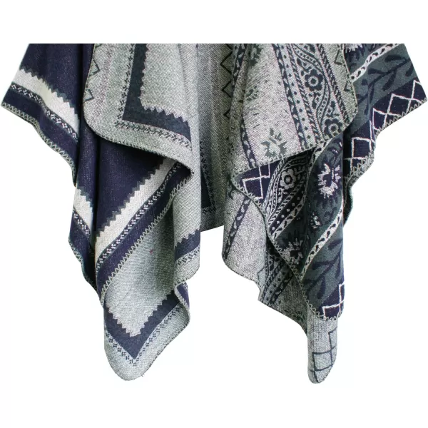 Urban CoCo Womens Color Block Shawl Wrap Open Front Poncho CapeSeries 27navy Blue