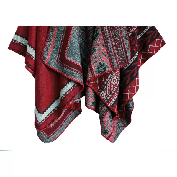 Urban CoCo Womens Color Block Shawl Wrap Open Front Poncho CapeSeries 27wine Red