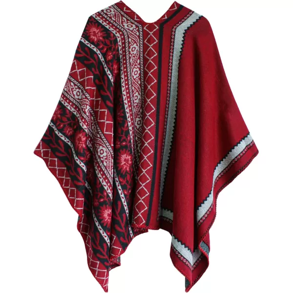 Urban CoCo Womens Color Block Shawl Wrap Open Front Poncho CapeSeries 27wine Red