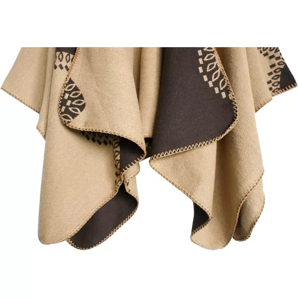 Urban CoCo Womens Color Block Shawl Wrap Open Front Poncho CapeSeries 28khaki