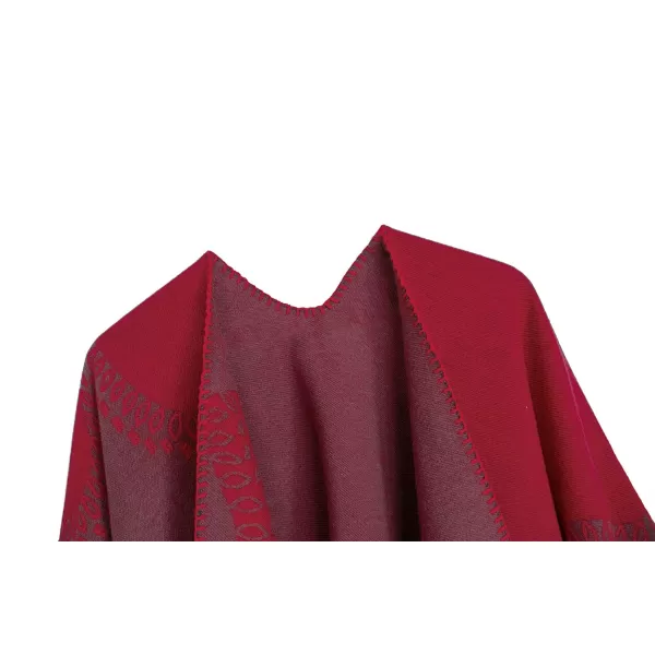 Urban CoCo Womens Color Block Shawl Wrap Open Front Poncho CapeSeries 28red