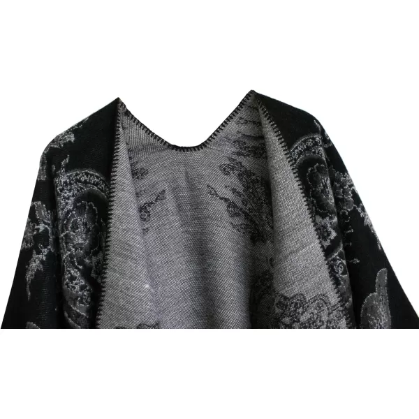 Urban CoCo Womens Color Block Shawl Wrap Open Front Poncho CapeSeries 29black