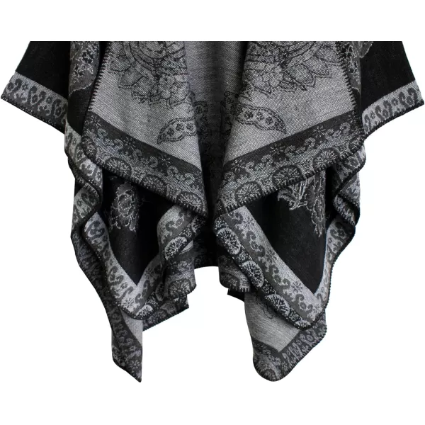 Urban CoCo Womens Color Block Shawl Wrap Open Front Poncho CapeSeries 29black