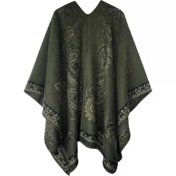 Urban CoCo Womens Color Block Shawl Wrap Open Front Poncho CapeSeries 29dark Green