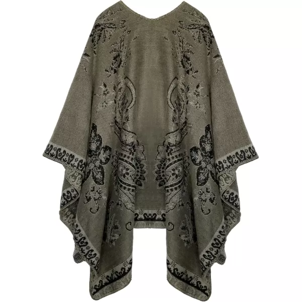 Urban CoCo Womens Color Block Shawl Wrap Open Front Poncho CapeSeries 29khaki