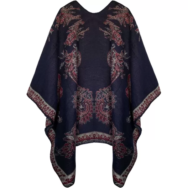 Urban CoCo Womens Color Block Shawl Wrap Open Front Poncho CapeSeries 29navy Blue