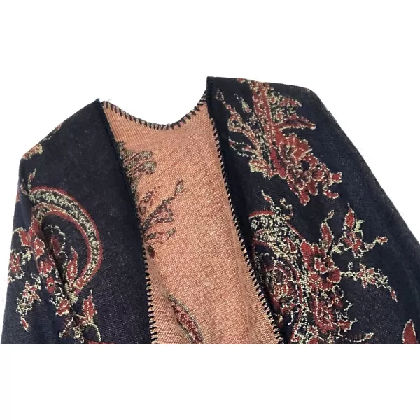 Urban CoCo Womens Color Block Shawl Wrap Open Front Poncho CapeSeries 29navy Blue