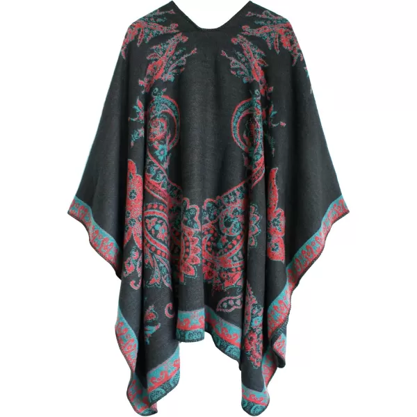 Urban CoCo Womens Color Block Shawl Wrap Open Front Poncho CapeSeries 29red
