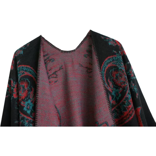Urban CoCo Womens Color Block Shawl Wrap Open Front Poncho CapeSeries 29red